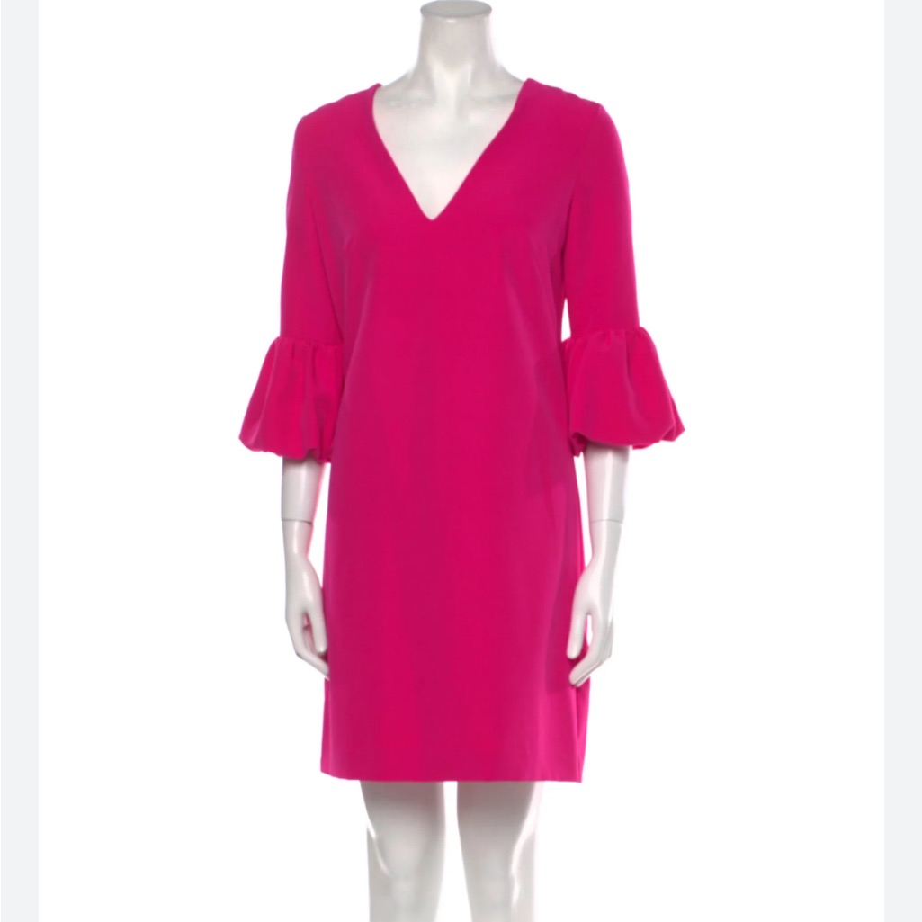 Milly Hot Pink Puffed Sleeve Shift Mandy Dress Size 8